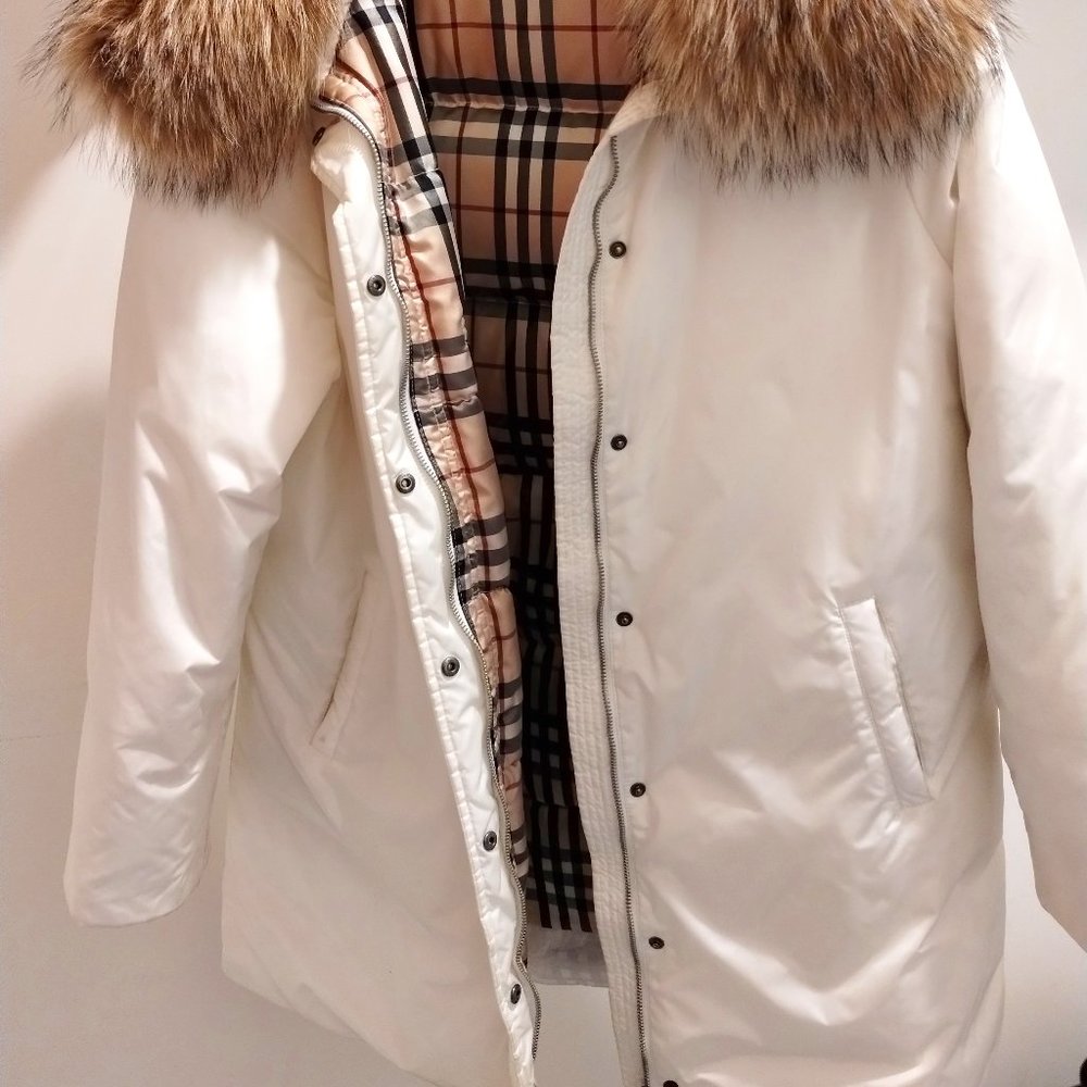 Burberry Duck Feather Filled raccoon trimmed coat